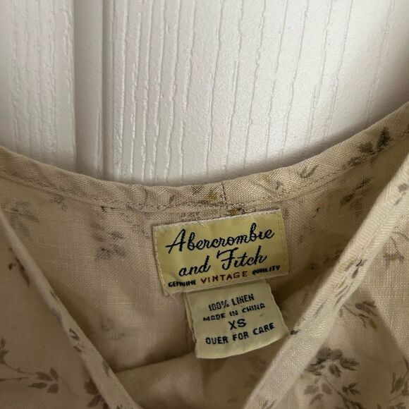 Abercrombie & Fitch Vintage Tan Brown Sleeveless Slip Dress 100% Linen - Picture 2 of 3